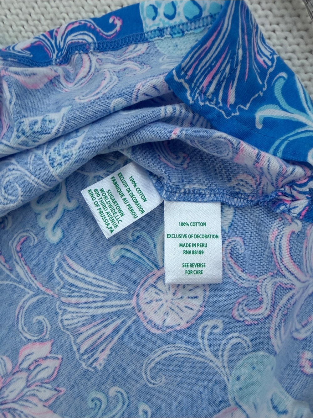 Lilly Pulitzer Meredith Short Sleeve Tee in Sunwashed Blue Citrus Crush Size Med - Picture 8 of 9